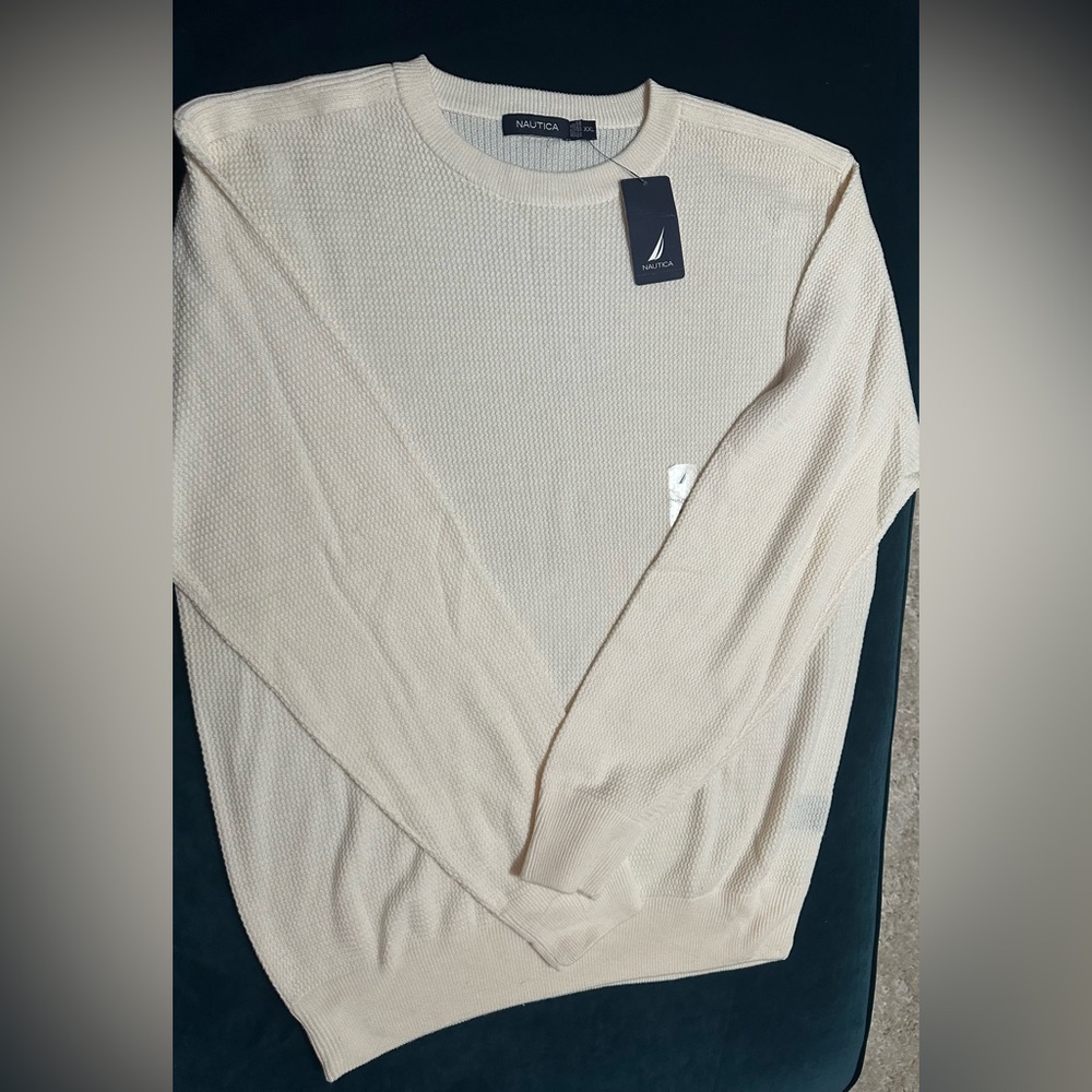 Nautica Off-White Textured Knit Sweater XXL
